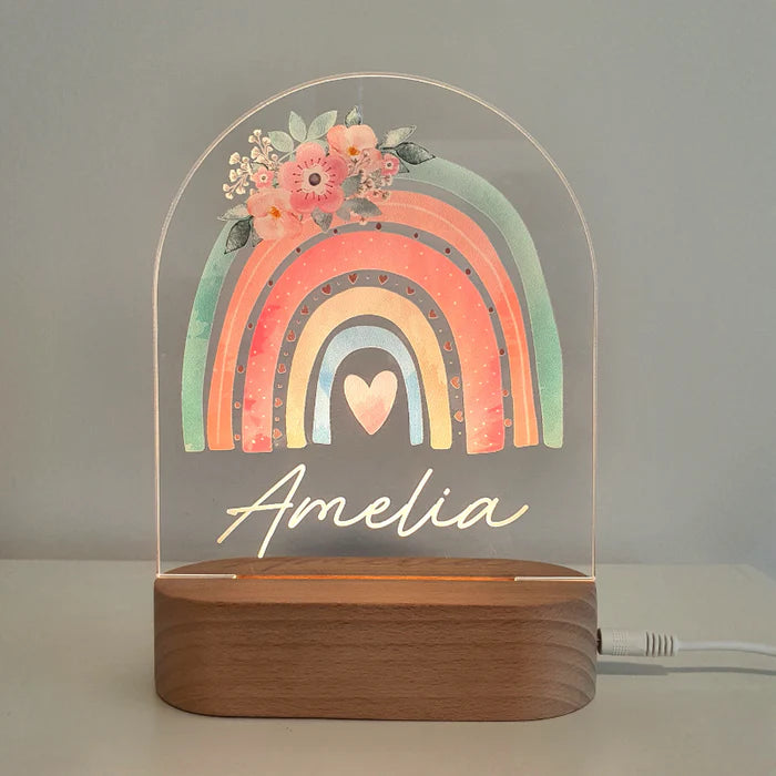 Personalized LED Night Light - Bright Rainbow Design