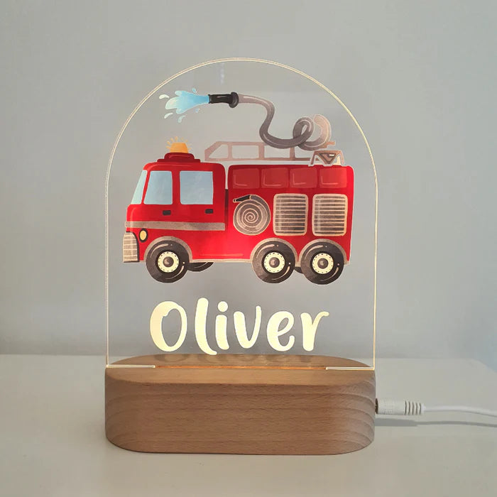 Personalized LED Night Light - Fire Truck Design