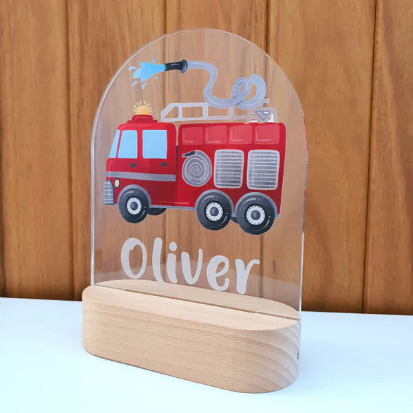 Personalized LED Night Light - Fire Truck Design