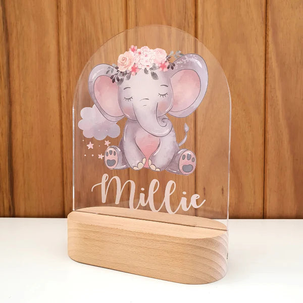 Personalized LED Night Light - Elephant Design