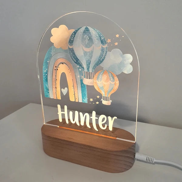 Personalized Hot Baloon Night Light - Custom Name Baby Gift